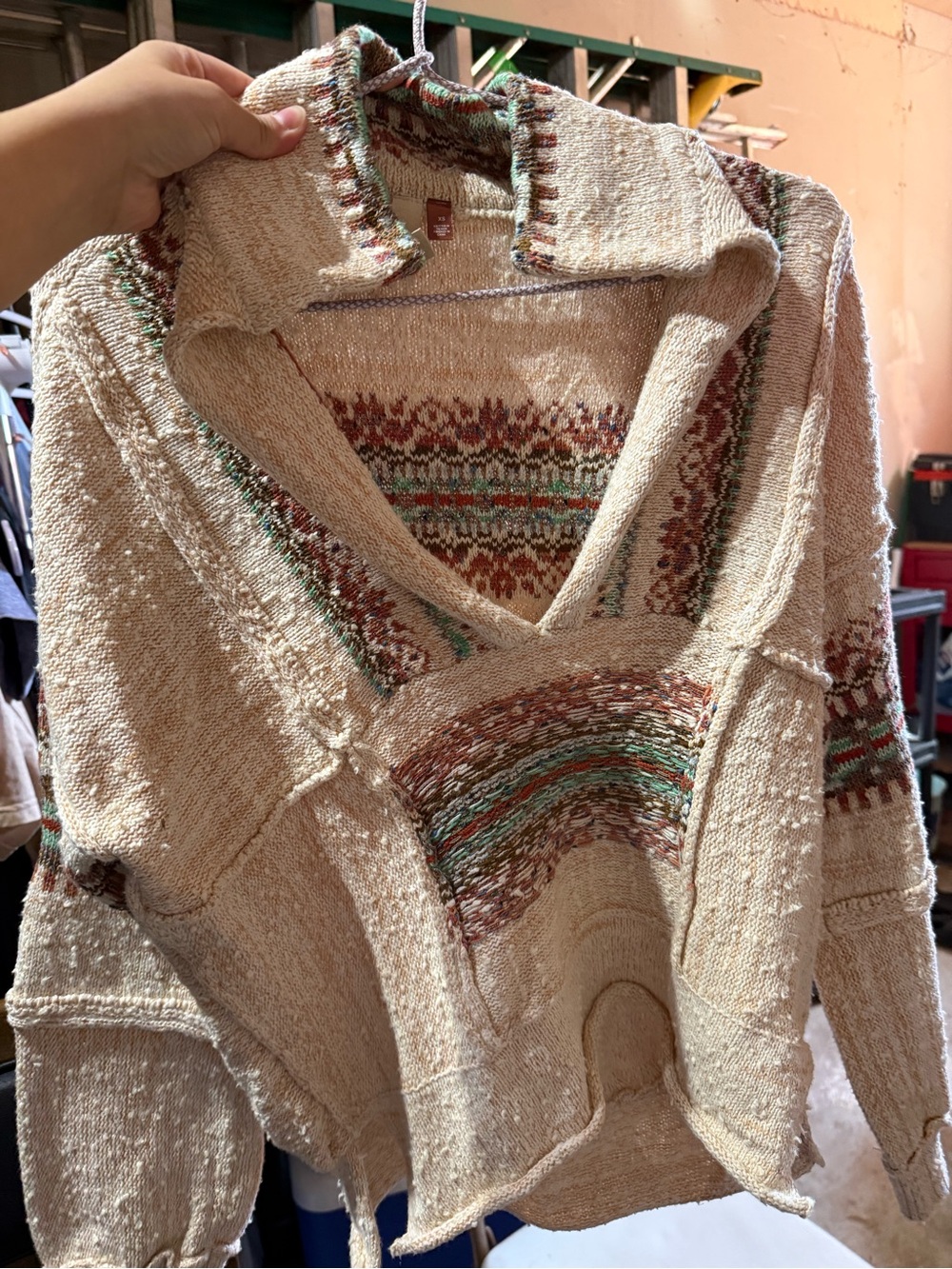 Women’s Pilcro by anthropology coastal pullover size XS in cream multi-colored - Picture 12 of 12